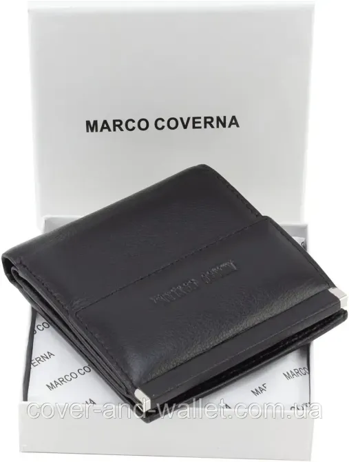 Маленький кошелек черного цвета с монетницей для женщин и мужчин Marco Coverna 1420 Киев - изображение 10