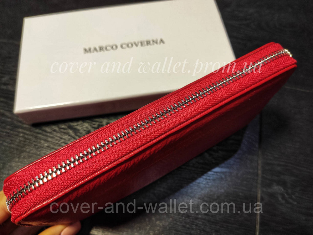 Червоний шкіряний жіночий гаманець на блискавці Marco Coverna Київ - фото 5