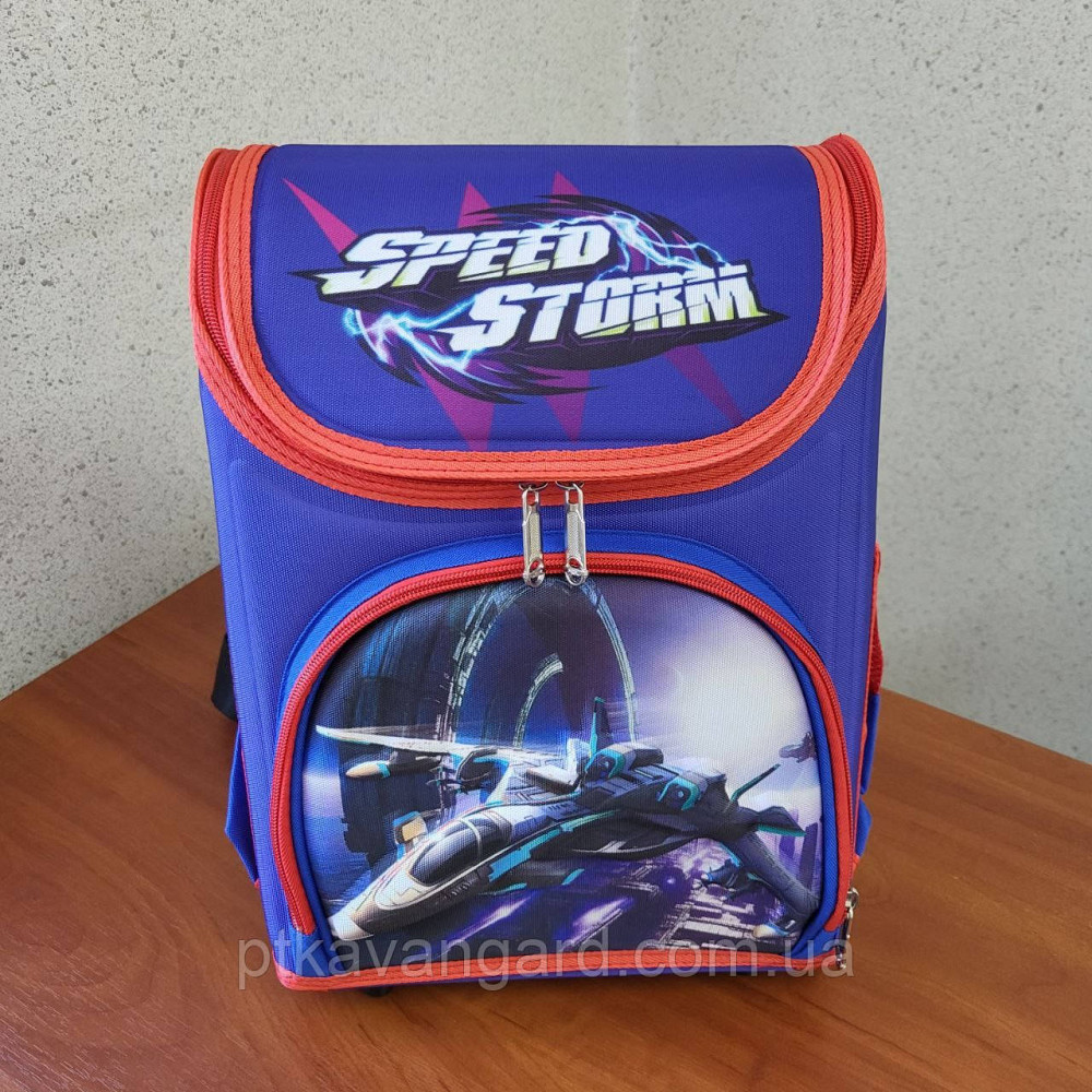 Школьный портфель ортопедический мальчику 1 класс, каркасный, 3D принт самолет, синий Хмельницкий - изображение 2