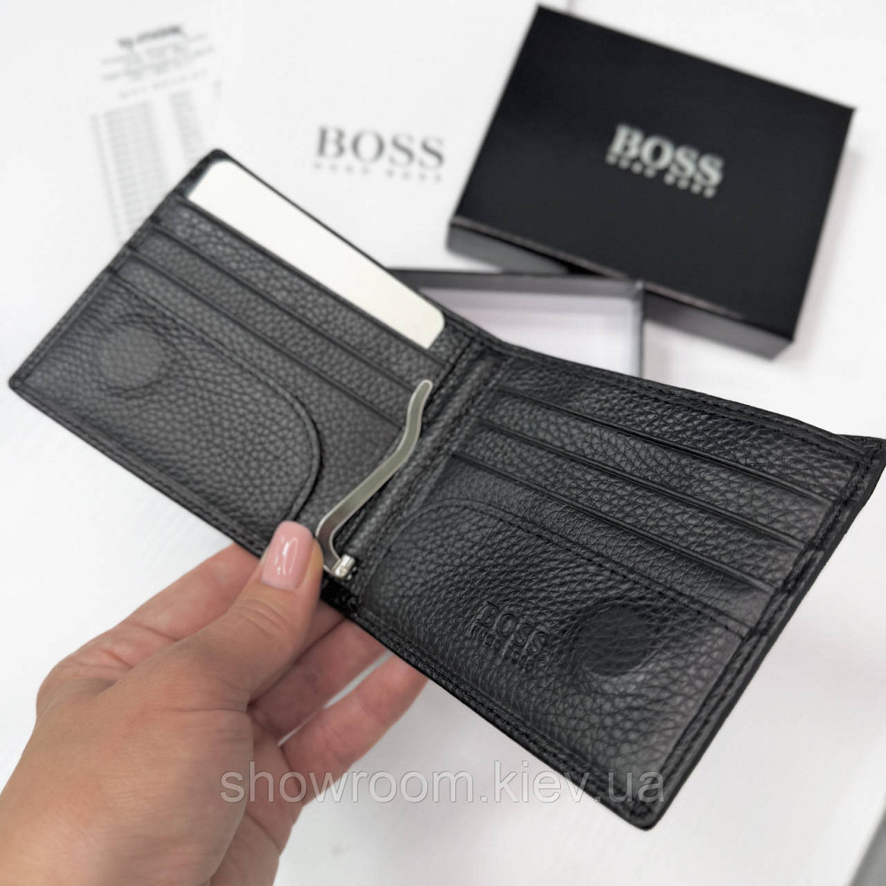 Чоловічий брендовий шкіряний гаманець на магніті Boss (6607) Київ - фото 9