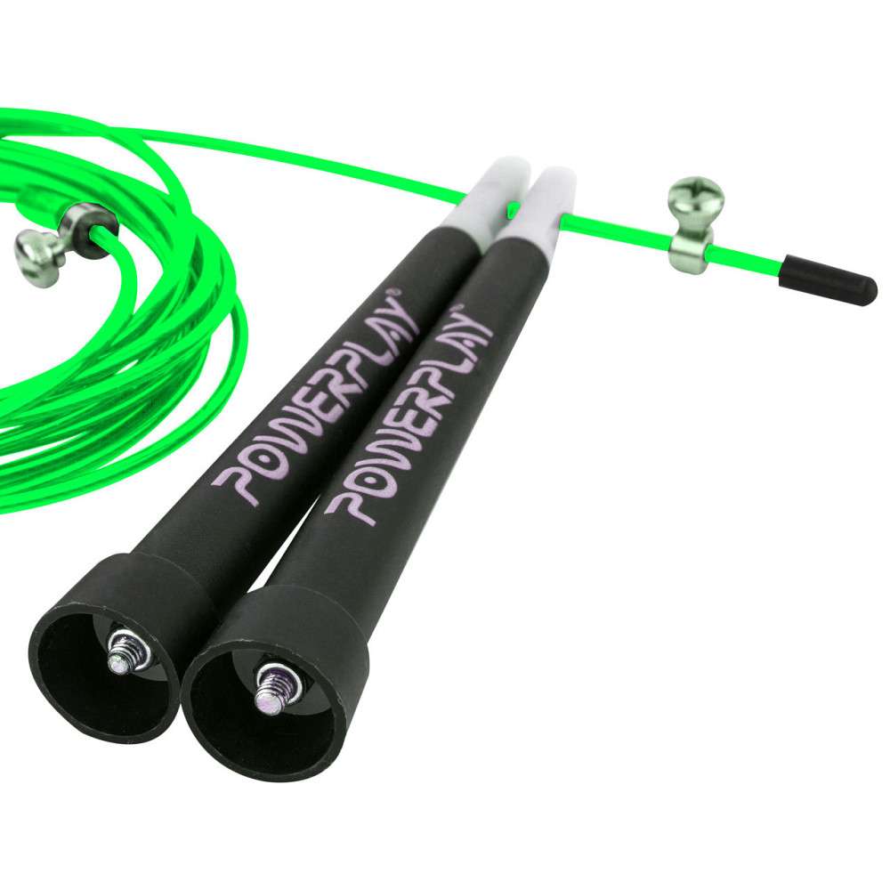 Скакалка швидкісна спортивна PowerPlay 4202 Ultra Speed Rope Зелена (2,9m.) Київ - фото 1