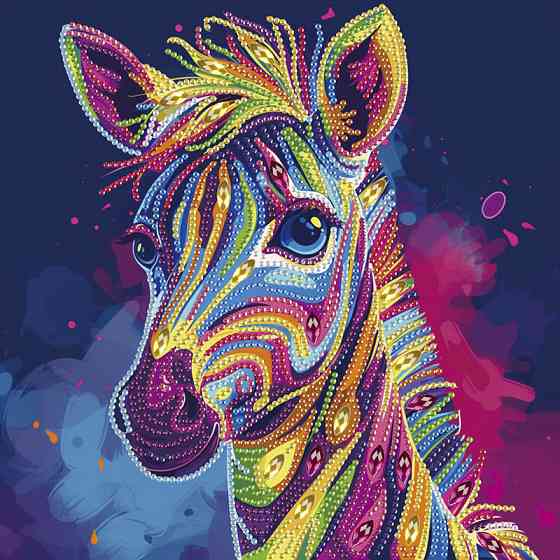 Алмазна мозаїка "Яскрава зебра" BH032 неповна викладка 25х25 см Вінниця