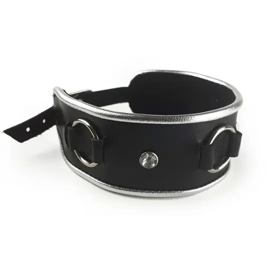 Ошейник из натуральной кожи со стразами и кольцом Art of Sex -  Collar Ring Львів