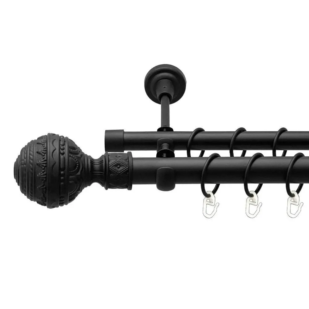 Карниз Orvit Арабеска металевий дворядний відкритий гладка труба кільце металеве Чорний Оксамит 25\19 мм 160 Львов - изображение 1