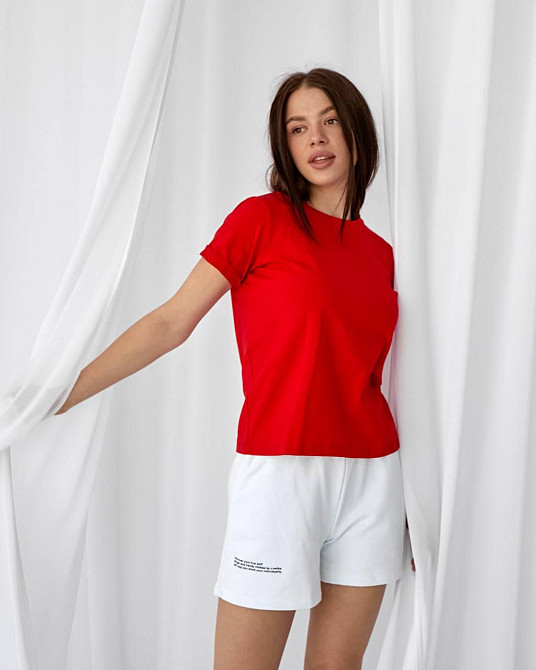 Базовая футболка женская однотонная Красный XXL Харьков - изображение 2