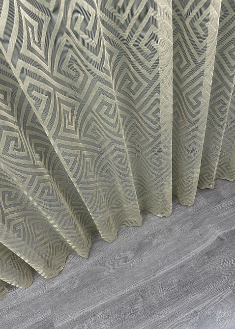 Тюль жакард, колекція "Ромб Меандр" колір бежевий 1557т Київ - фото 5