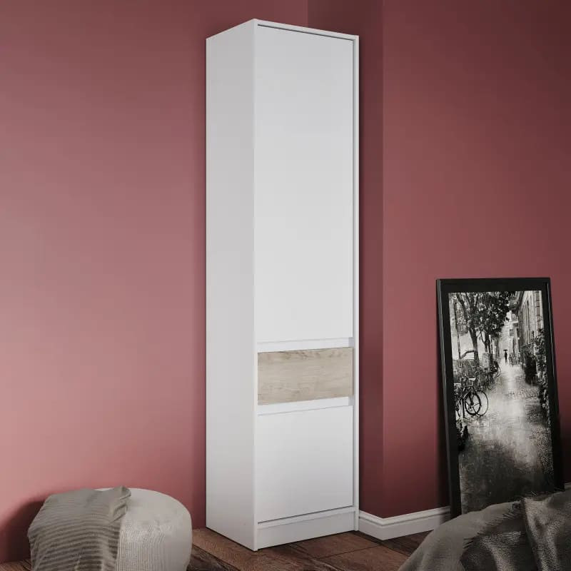 Шкаф-пенал закрыт с полками и ящиком Эверест Стайл-500 50х39х203 см Нимфея Альба (белый)/Дуб крафт серый (DTM-071165) Львов - изображение 1