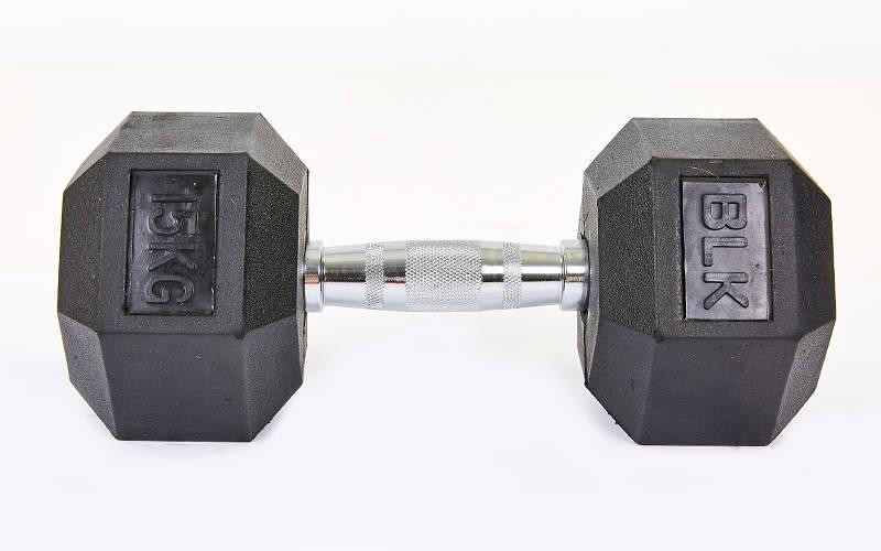 Гантель 15 кг цільна шестигранна гексагональна Zelart Київ - фото 3