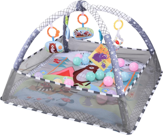 Игровой детский манеж с игрушками, коврик для ползанья, развивающий коврик для малышей, серый Каменец-Подольский