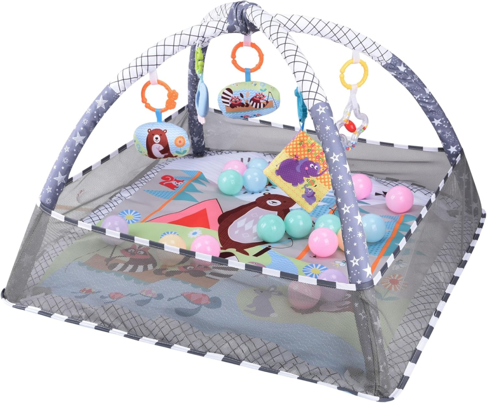 Игровой детский манеж с игрушками, коврик для ползанья, развивающий коврик для малышей, серый Каменец-Подольский - изображение 4