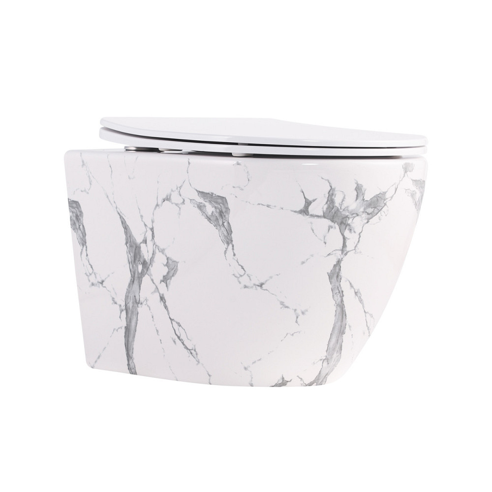 Унітаз підвісний Robin Ultra Quiet 490×365×325 мм, Marble, із сидінням Slim Duroplast / Soft-close / Quick Release QT13332381ASMR Київ - фото 1