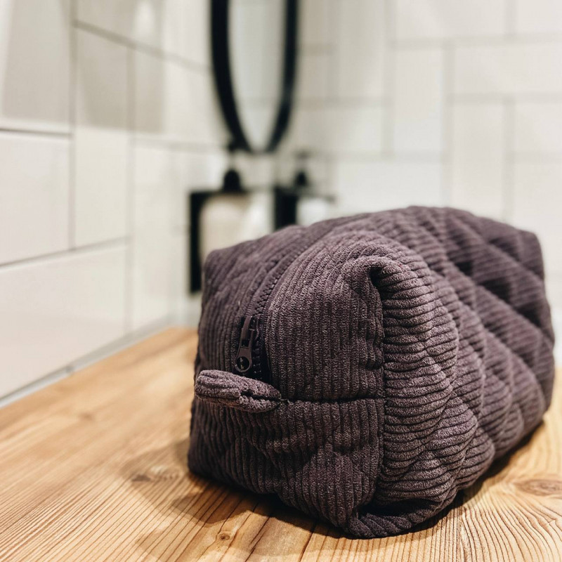 Большая женская вельветовая косметичка 24x13x13 см (Фиолетовый) Сумы - изображение 4