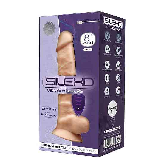Фалоімітатор з вібрацією SilexD Vetus Vibro Flesh (MODEL 1 size 8in) + LRS, двошаровий, діам. 4,2 см Sex Aura Київ