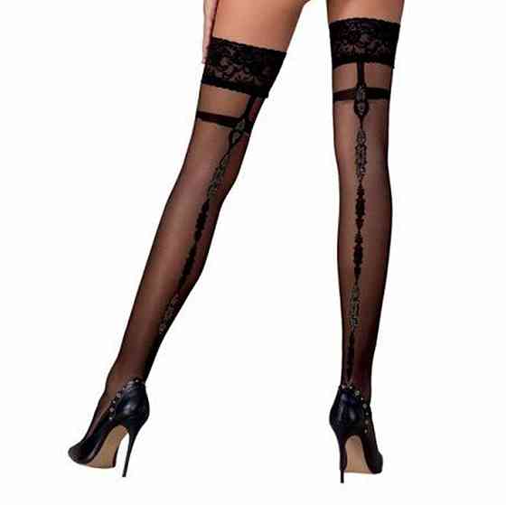 Чулки с узорным швом сзади Passion ST114 3/4 (20 den), nero Sex Aura Киев