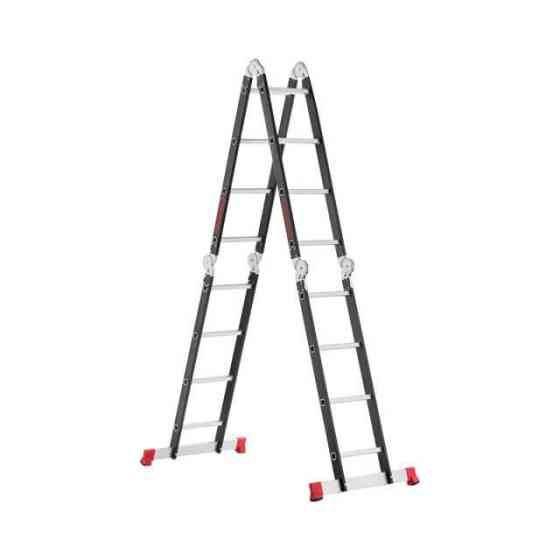 Драбина багатофункціональна трансформер, 4×4 сходинки, сталевий профіль, 4,45 м, 150 кг INTERTOOL LT-0024 Київ