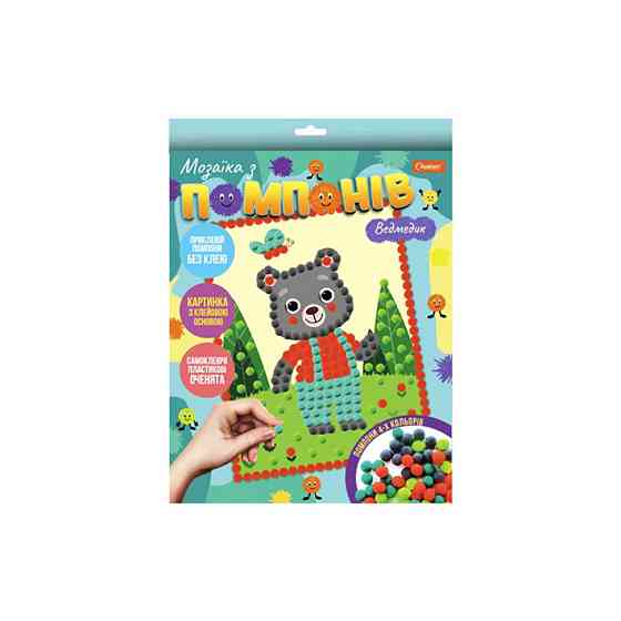 Набір для творчості мозаїка з помпонів "Ведмедик" НТ-35-2 Вінниця