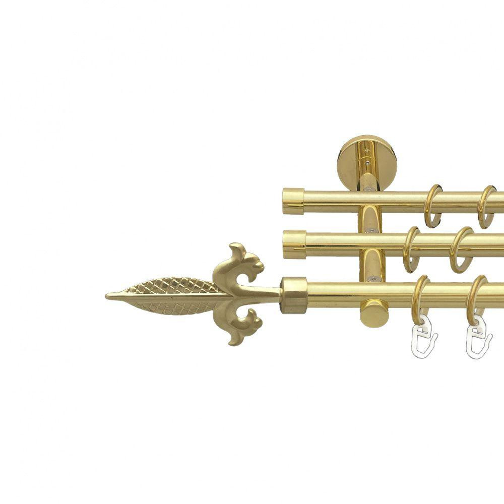 Карниз Orvit Генуя металевий трирядний циліндр (20 см) гладка труба кільце металеве Золото 16\16\16 мм 240 см Львов - изображение 1