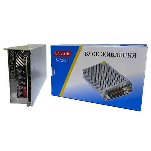 Блок живлення UAlectric S-72-24, 24В 3А 72Вт перфорований — для відеоспостереження, LED і систем доступу Київ