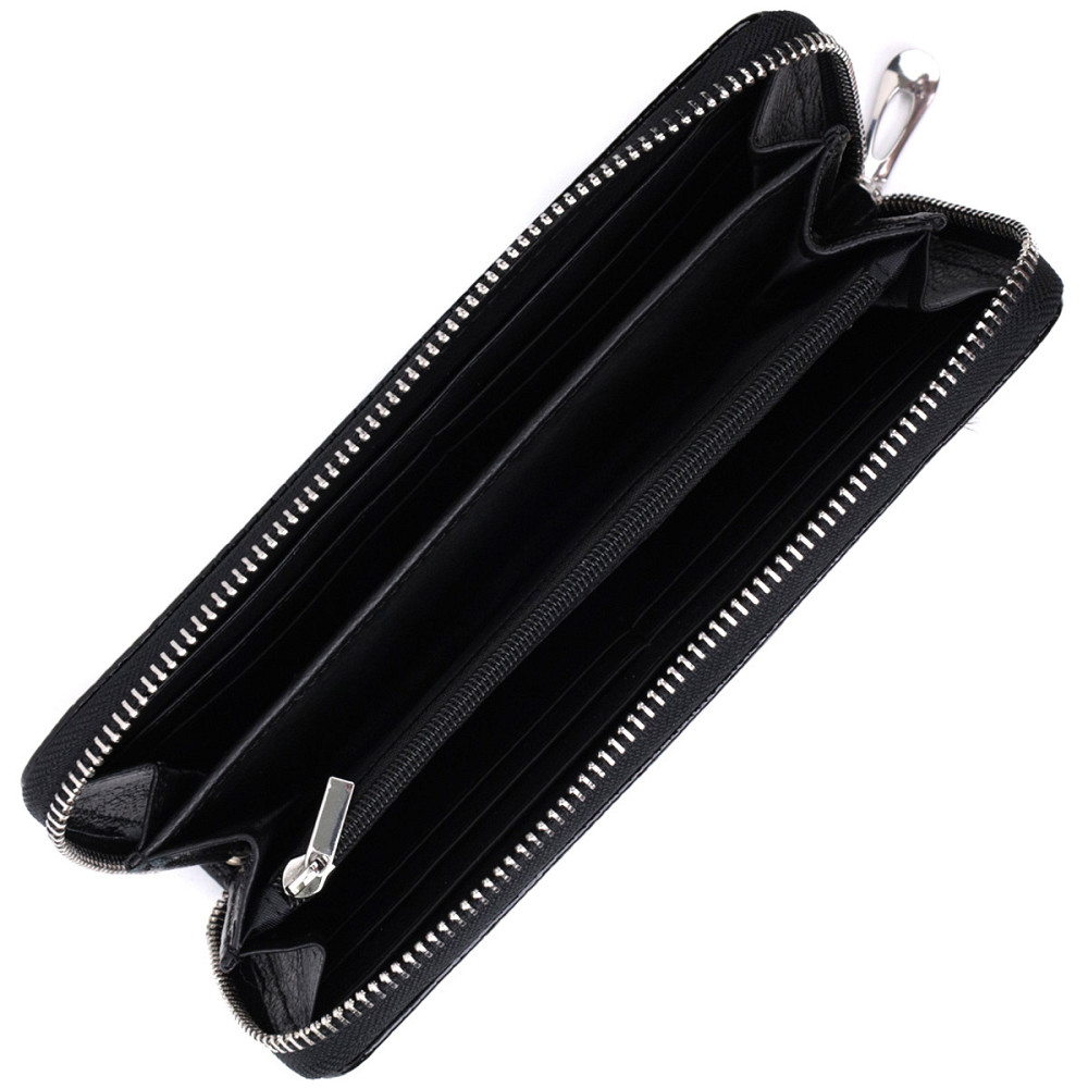 Лакированный женский кошелек на молнии из натуральной кожи ST Leather 22678 Черный Киев - изображение 7