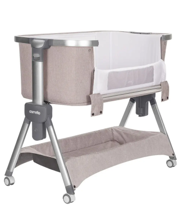 Дитяче ліжечко Carrello Aria CRL16402 Cream Beige приставне з люлькою кошиком 4 колеса метал каркас Кривий Ріг