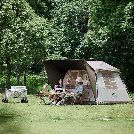 Намет з навісом Naturehike Village CNK2300ZP021, коричневий великий Київ