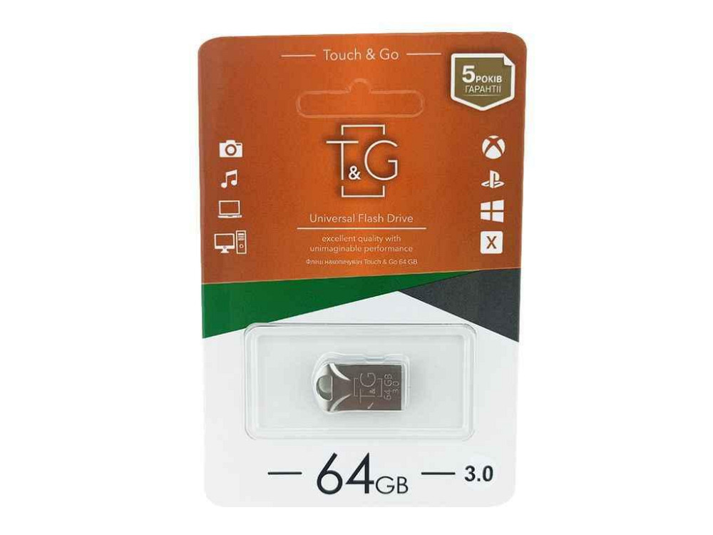 Флешка USB 64GB 3.0 106 Metal сталева коротка ТМ TG Киев - изображение 1