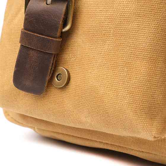 Стильный портфель из качественного текстиля из кожаными вставками Vintage 20874_1 Светло-коричневый Киев