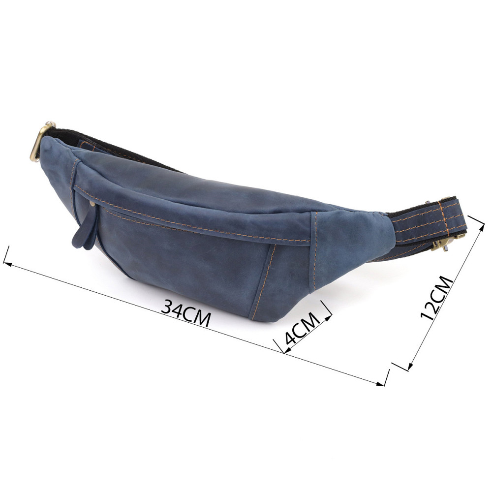 Красивая сумка-бананка для мужчин из натуральной винтажной кожи Shvigel 23123 Синий Киев - изображение 8