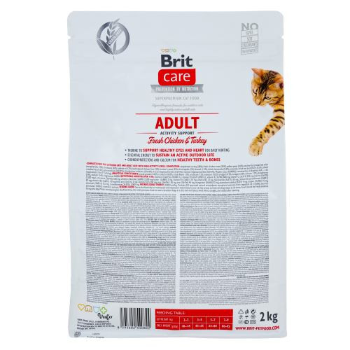 Корм сухой Brit Care Cat Grain Free Adult Activity Support для уличных и взрослых кошек филе индейки и курицы 2 кг Киев - изображение 3