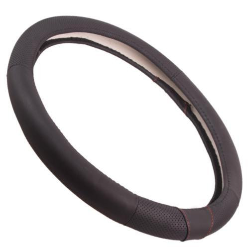 Шкіряний перфорований чохол на кермо VLOD-L2031 BK M чорний з боковинами Харків - фото 5