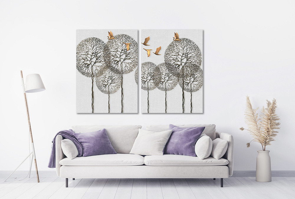 Модульная картина в гостиную / спальню Золоті пташки TLV-2_026 Київ - фото 2