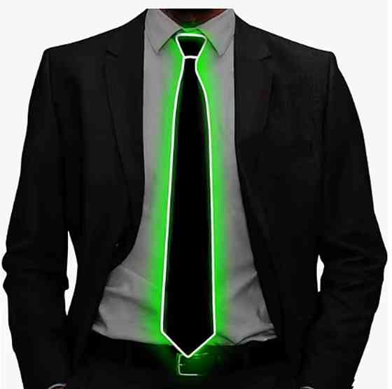 Краватка світодіодна для чоловіків та жінок для вечірки 45 см зелений краватка чорний Київ
