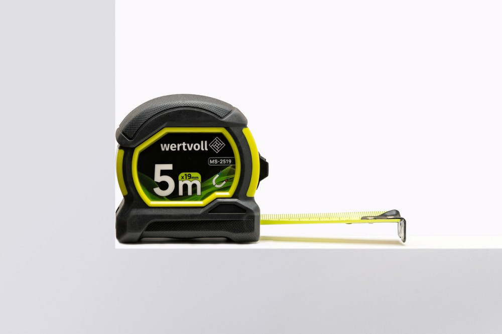 WERTVOLL Рулетка WERTVOLL 5 м×19 мм з магнітами фіксатор полотна покриття TPR нейлонове покритт Київ - фото 4