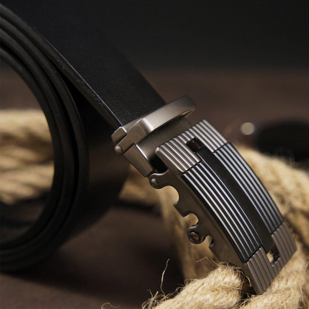 Ремінь чоловічий з лінійною пряжкою Vintage 20290 Чорний Київ - фото 6