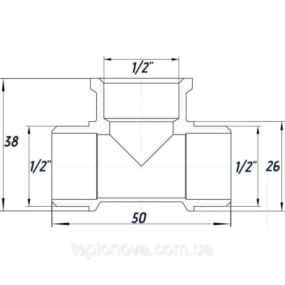 Тройник 1/2″ЗВЗ никелированный NT337S OPTIMUM Черновцы - изображение 3