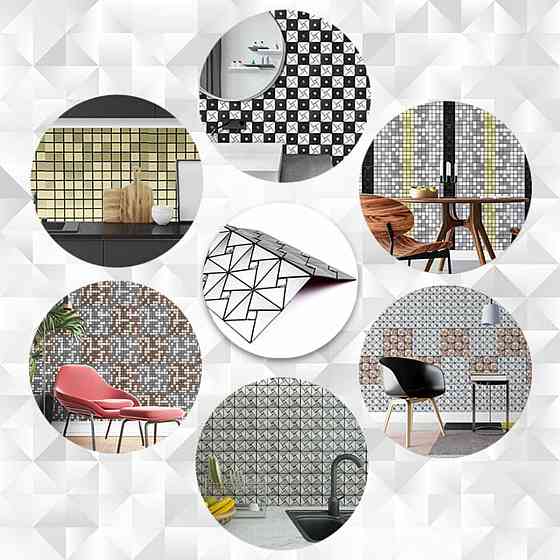 Самоклеющаяся алюминиевая плитка 300х300х3мм Серебро со стразами SW-00001325 Днепр