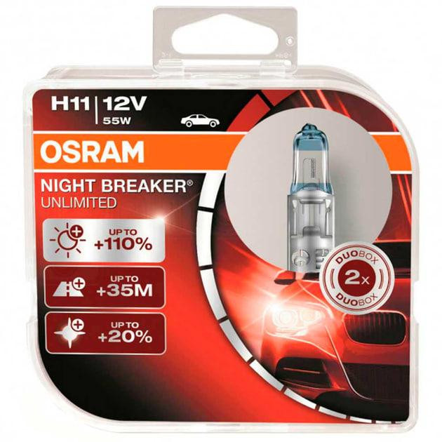 Комплект галогенових ламп OSRAM H11 64211NBU-HCB Night Breaker Unlimited +110% 55W 12V PGJ19-2 (2 шт) Харків - фото 3