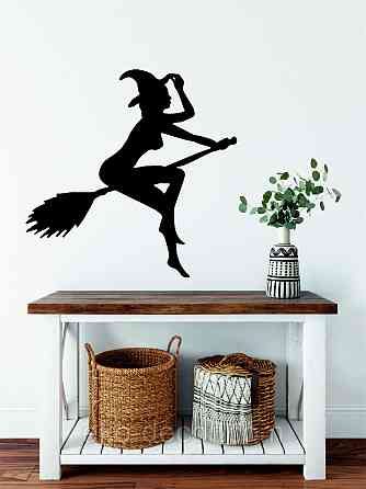 Декоративное настенное Панно «Ведьма на метле», Декор на стену 90*88 см, Черный Киев