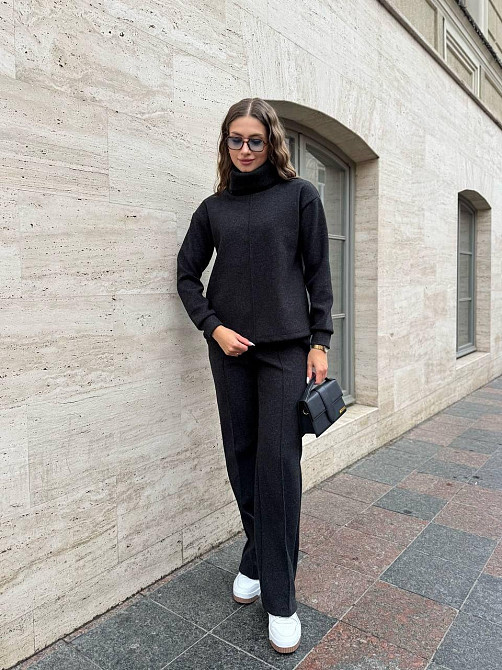 Женский стильный костюм двойка Ангора-кашемир Черный, 42/44 Одесса - изображение 2