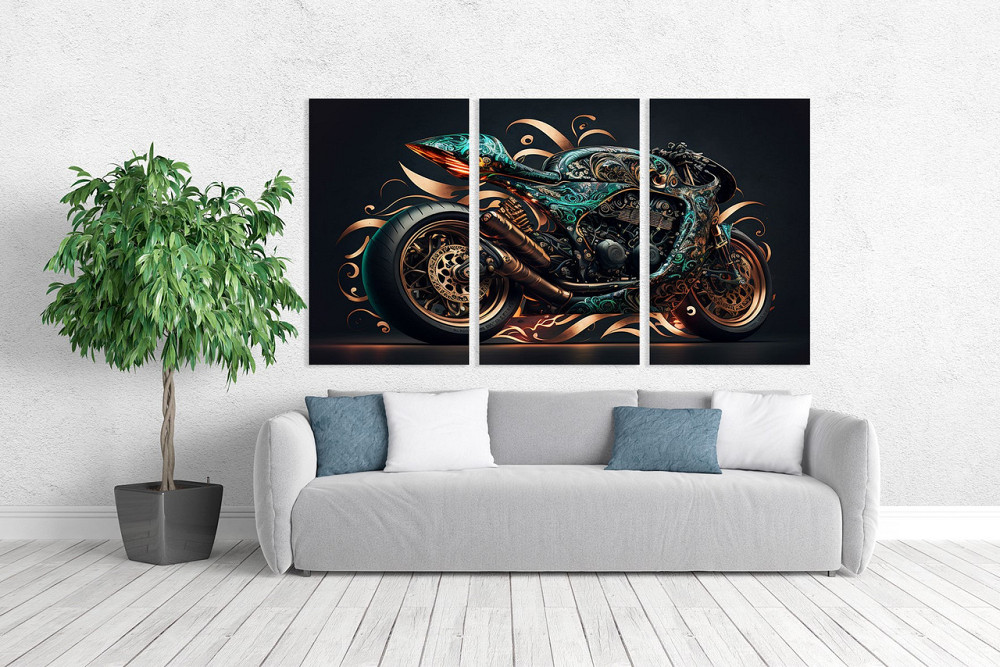Модульна картина у вітальню/ спальню  Мотоцикл      ART-154_3A 100х150 см Київ - фото 2