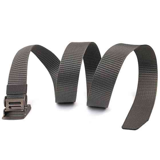 Практичный мужской ремень с металлической пряжкой из текстиля 20597 Vintage Серый Киев