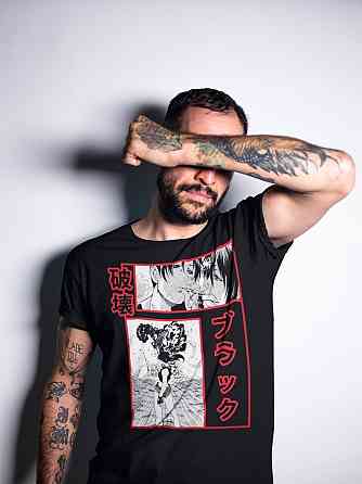 Футболка для мальчика аниме Блакк Лагоон Ревй Рокороу оверсайз (рост от 165 до 180 ) Черний AnimeJ0310m Днепр