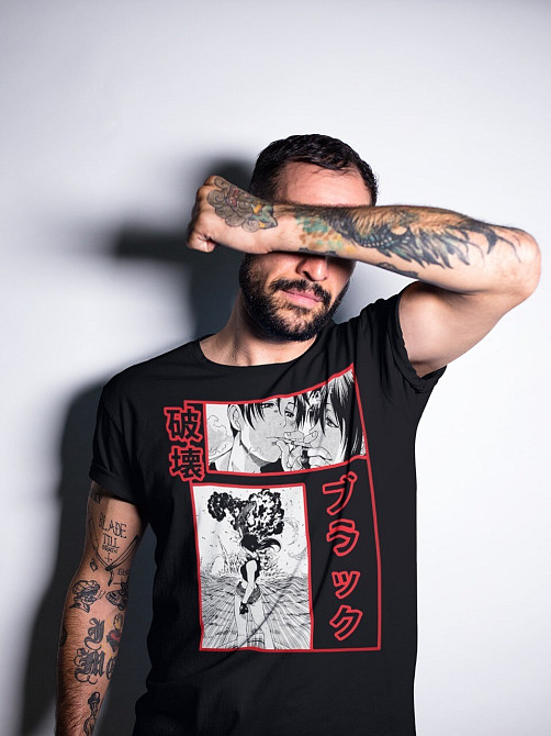 Футболка для хлопчика з аніме принтом Блакк Лагоон Ревй Рокороу оверсайз (зріст від 165 до 180) Чорний AnimeJ0310m Дніпро - фото 2