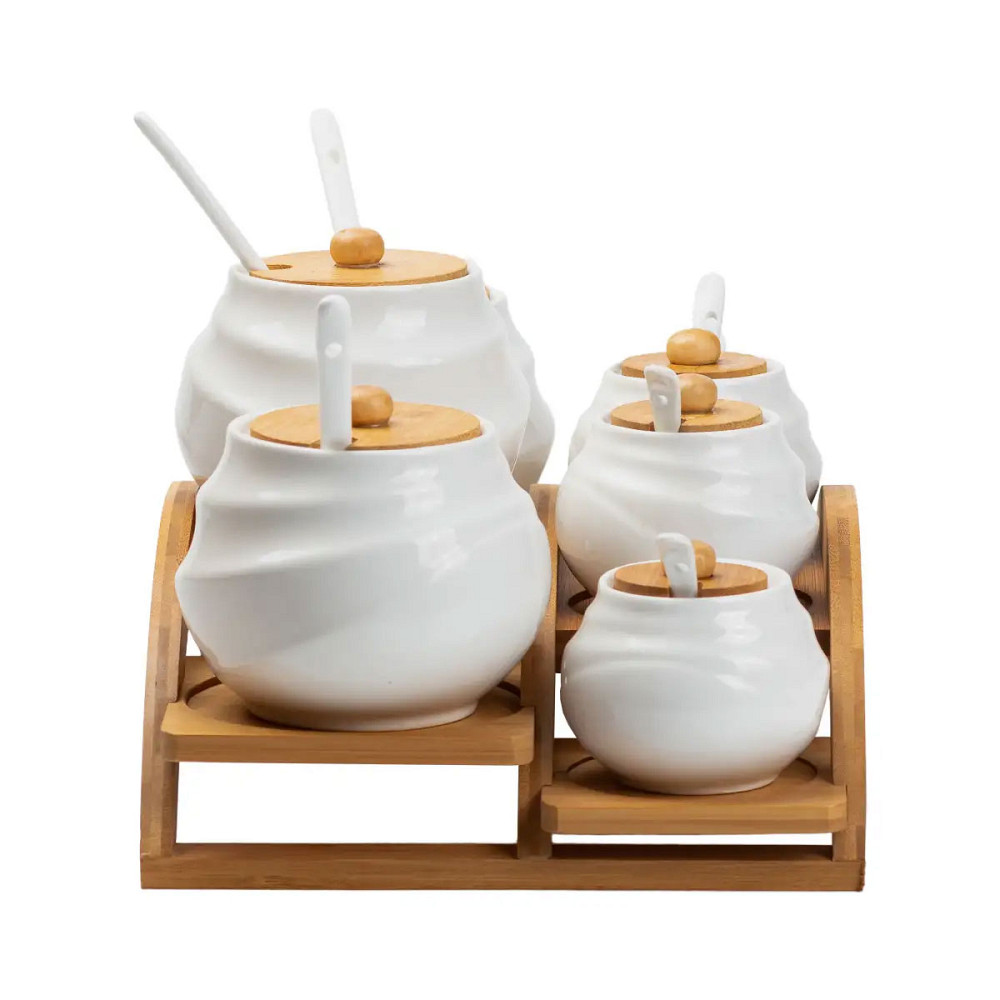 Yiwu Банки для сипучих продуктів 7 штук по 200 мл та 500 мл на бамбуковій підставці Коломыя - изображение 5