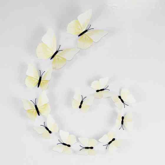 Метелики на магніті декоративні 12 штук біло-бежевий Київ