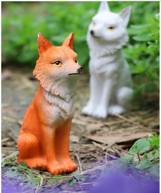 Фігурка Лисичка 11 х 7 см Помаранчева з полістоуну для вазону, флораріуму. міні-саду Білий Одеса - фото 3