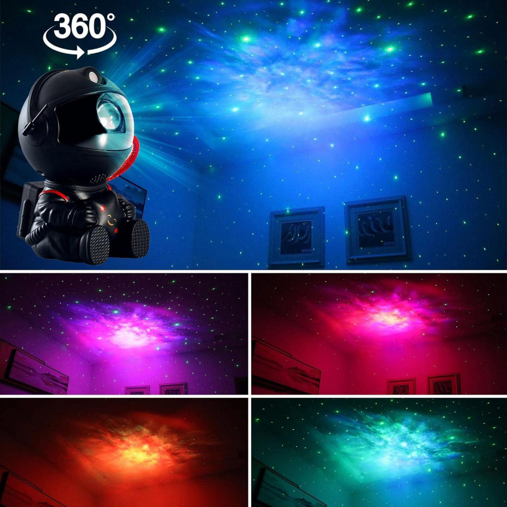 Лазерный ночник-проектор звездного неба Космонавт, с USB + пульт, Черный / Детский светильник-ночник звездное небо Киев - изображение 9