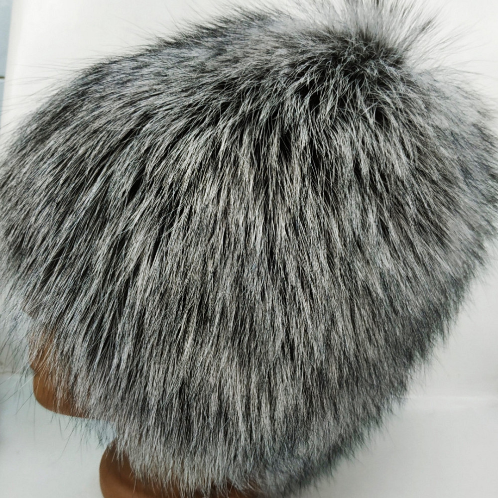 Хутряна шапка жіноча сніп Ангелина із чорнобурки Сірий Харків - фото 2