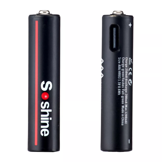 Акумулятор AAA Soshine Li-ion R03 400mAh 10440 USB 1.5V (Чорний) Вінниця