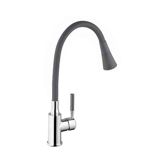 Смеситель для кухни с гибким изливом Kroner KRM Kuche - C132GRA хром/серый Киев
